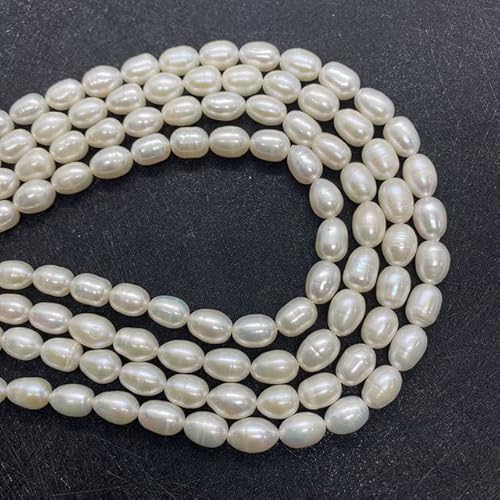 Natürliche Süßwasserperlen in Reisform in AAA-Qualität für die Schmuckherstellung, DIY-Armbänder, Halsketten, Zubehör, Charm-Ohrringe, Weiß, 7-8 mm von ESCATIC