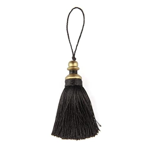 Stück Handwerk Seide Quaste Bürste für Schrank Vorhang Heimtextilien handgefertigte Quasten hängende Anhänger DIY Schmuck Zubehör-China, 21 cm, schwarz von ESCATIC