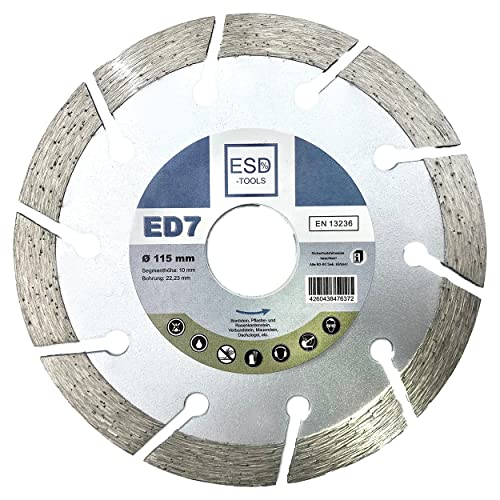 ESD-TOOLS | Diamanttrennscheibe ED7 für Beton, Stein, Dachziegel & Pflaster | Ø 115/22,23mm | 1 Stück ESD-TOOLS | Diamanttrennscheibe ED7 für Beton, Stein, Dachziegel & Pflaster | Ø 115/22,23mm | 1 Stück von ESD-TOOLS