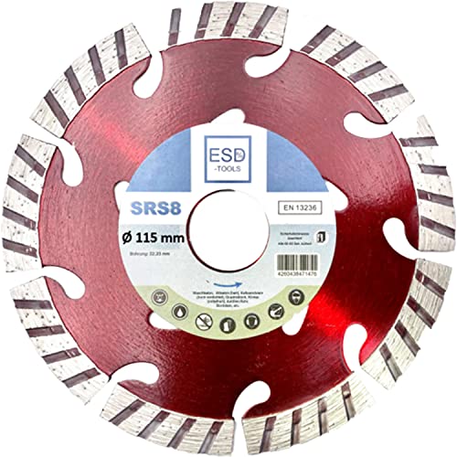 ESD-TOOLS | Diamanttrennscheibe SRS8 für Beton, Dachziegel und Baumaterial, mit Turbosegment | Ø 115/22,23mm ESD-TOOLS | Diamanttrennscheibe SRS8 für Beton, Dachziegel und Baumaterial, mit Turbosegment | Ø 115/22,23mm von ESD-TOOLS
