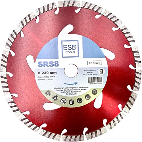ESD-TOOLS | Diamanttrennscheibe SRS8 für Beton, Dachziegel und Baumaterial, mit Turbosegment | Ø 230/22,23mm ESD-TOOLS | Diamanttrennscheibe SRS8 für Beton, Dachziegel und Baumaterial, mit Turbosegment | Ø 230/22,23mm von ESD-TOOLS