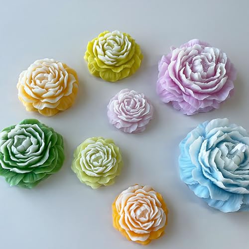 Gießformen aus Kunstharz mit Pfingstrosen und Rosen, Silikonformen für Kerzenherstellung und Heimdekoration, 3 Stück Gießformen aus Kunstharz mit Pfingstrosen und Rosen, Silikonformen für Kerzenherstellung und Heimdekoration, 3 Stück von ESEDAGE