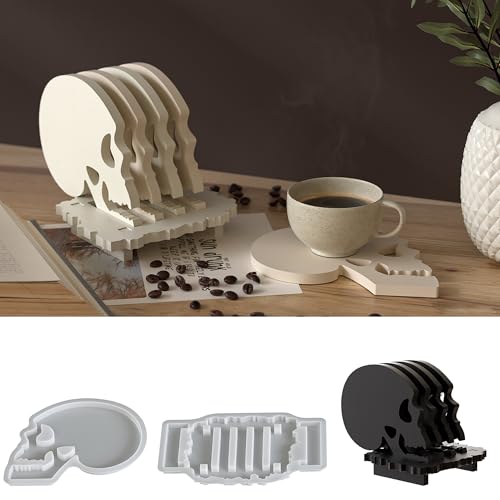 Totenkopf-Untersetzer-Formen, spiralförmige Wellen, rotierende Kerzen- und Harzform, Harzguss-Silikonformen für Heimdekoration und Kerzenherstellung, Wellen-Spiralform Totenkopf-Untersetzer-Formen, spiralförmige Wellen, rotierende Kerzen- und Harzform, Harzguss-Silikonformen für Heimdekoration und Kerzenherstellung, Wellen-Spiralform von ESEENS