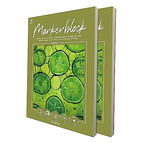 ESENG® Markerblock A4, pro Block 40 Blätter / 80 Seiten - 160g/m² - weiß, Marker Pad (Set aus 2 Blöcken) von ESENG