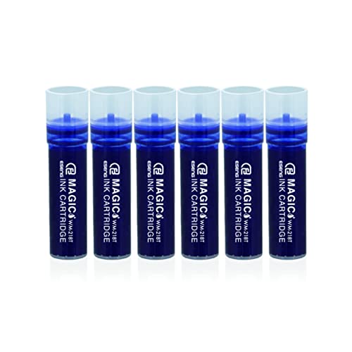 ESENG® Whiteboard-Marker Patronen, 6 Stück - Blau, Magic WM-218T, schnell trocknend, rückstandsfrei trocken abwischbar. klassische Farben-Blau von ESENG