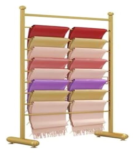 Bandrollen-Präsentationsständer, 10-stufiger Band-Organizer aus Eisen, Bandständer, Spulenhalter/Stoffaufbewahrungs-Organizer for Nähen, Basteln(Gold,25.56x62.2in) von ESESE