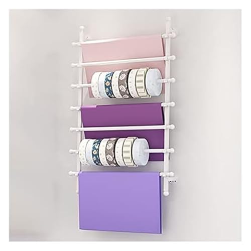 Bandrollen-Präsentationsständer, 7-lagiges, wandmontiertes Lagerregal for Schals, Geschenkpapier, Bänder, Stoffe, Einzelhandels- und Bekleidungsgeschäft(White,65cm/25.6in wide) von ESESE