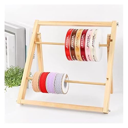 Bandrollen-Präsentationsständer, Band-Organizer-Rack aus Holz for den Schreibtisch, abnehmbarer Querstangen-Halter for Bastelbänder und Garnrollen(2 Tier) von ESESE
