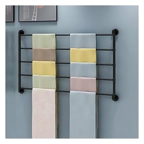 Bandrollen-Präsentationsständer, Band-Wandhalter, wandmontierter Band-Organizer, Nähgarn-Metall-Wandregal for Drahtspulen, Stoffschals, Gürtel, Handtücher(Black,60x60cm) von ESESE