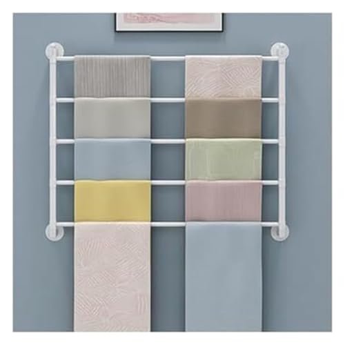 Bandrollen-Präsentationsständer, Band-Wandhalter, wandmontierter Band-Organizer, Nähgarn-Metall-Wandregal for Drahtspulen, Stoffschals, Gürtel, Handtücher(White,100x100cm) von ESESE