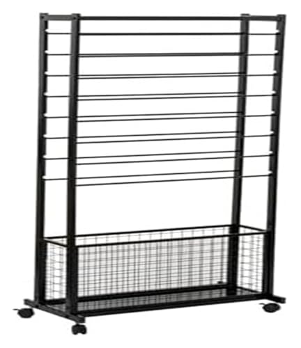 Bandrollen-Präsentationsständer, Bandhalter-Organizer-Rack, großes Organizer-Regal mit Rädern, Metall-Blumenwickelband-Organizer-Rack(Black,67x32x150cm) von ESESE