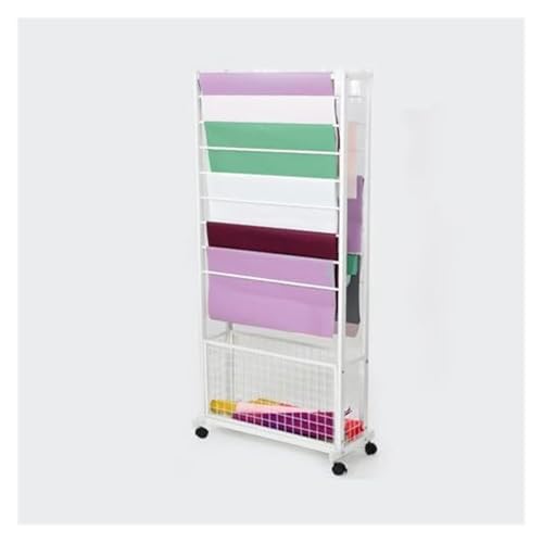 Bandrollen-Präsentationsständer, Bandhalter-Organizer-Rack, großes Organizer-Regal mit Rädern, Metall-Blumenwickelband-Organizer-Rack(White,67x32x170cm) von ESESE
