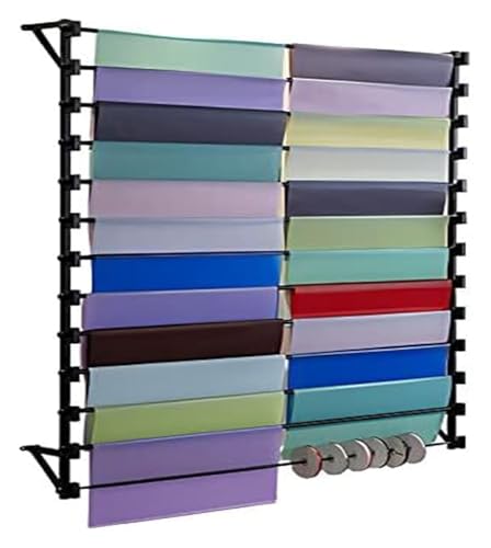 Bandrollen-Präsentationsständer, Bandregal, Wandregal for Schalbänder, robuster Organizer-Ständer for Hijab, Jeans, Handtücher, Geschenkpapier, platzsparend mit beweglicher Querstange(100x20x120cm) von ESESE