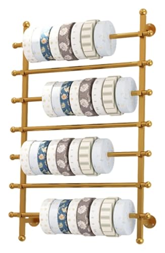 Bandrollen-Präsentationsständer, Bandregal, wandmontiertes Band- und Schal-Präsentationsregal, multifunktionaler Geschenkpapier-Organizer, Krawatten- Handtuchhalter, Metallregal(Gold,120x120cm) von ESESE
