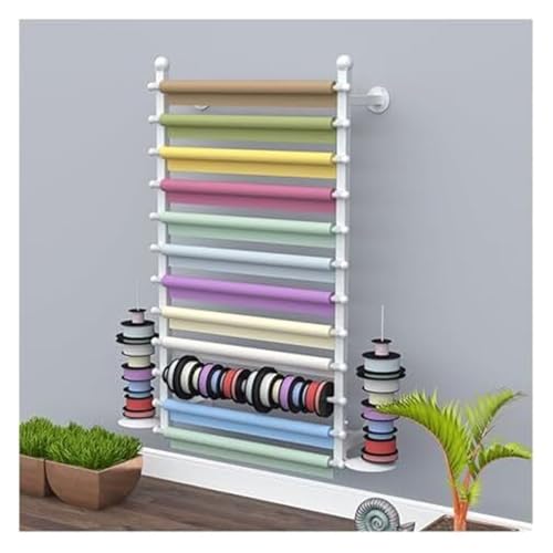 Bandrollen-Präsentationsständer, Bandschal-Aufbewahrungshalter for Bastelräume und Geschenkverpackungen, an der Wand montiertes Bänderregal mit hängendem Regal(Black,L 70cm/28in/2.3ft) von ESESE