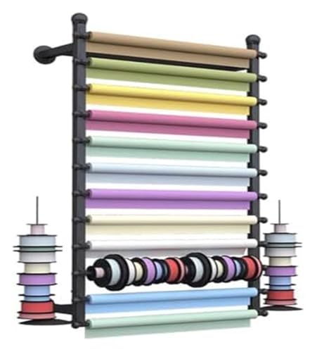 Bandrollen-Präsentationsständer, Bandschal-Aufbewahrungshalter for Bastelräume und Geschenkverpackungen, an der Wand montiertes Bänderregal mit hängendem Regal(Gold,L 70cm/28in/2.3ft) von ESESE