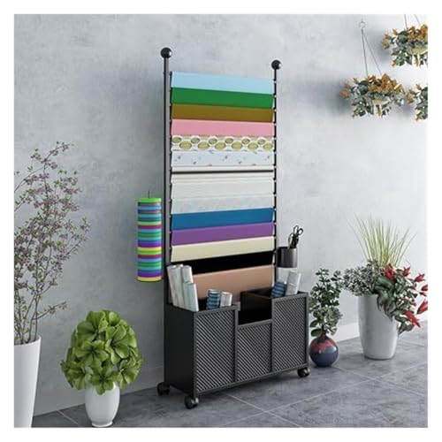 Bandrollen-Präsentationsständer, Bandständer, 13-stufiger Bandaufbewahrungs-Organizer-Ständer, Metallbandspulenhalter mit großer Kapazität, kommerzielles bewegliches Metall(Black,31.5x67in) von ESESE