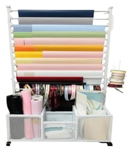 Bandrollen-Präsentationsständer, Bandständer, 13-stufiger Bandaufbewahrungs-Organizer-Ständer, Metallbandspulenhalter mit großer Kapazität, kommerzielles bewegliches Metall(White,39.4x67in) von ESESE