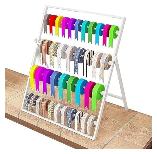 Bandrollen-Präsentationsständer, Bandständer, Kleiderständer for Bekleidungsgeschäfte, Aufbewahrungsregal for Bastelbänder, 4-lagiger Metall-Präsentationsständer for Einzelhandelsgeschäfte(White) von ESESE