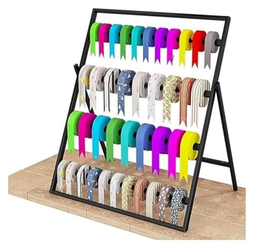 Bandrollen-Präsentationsständer, Bandständer, Kleiderständer for Bekleidungsgeschäfte, Aufbewahrungsregal for Bastelbänder, 4-lagiger Metall-Präsentationsständer for Einzelhandelsgeschäfte(Black) von ESESE