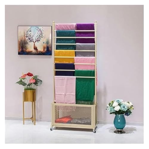 Bandrollen-Präsentationsständer, Bandständer, Kleiderständer for Bekleidungsgeschäfte, Kleiderstange, bodenstehendes Präsentationsregal for Blumenläden(Gold,90x35x170cm) von ESESE