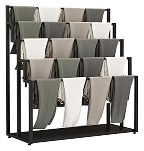 Bandrollen-Präsentationsständer, Bandständer, Präsentationsständer aus Metall und Eisen, Schalhalter mit Rädern, 5-lagiger Seidenschal-Schal-Decken-Präsentationsständer(Black,L120*W40*150CM) von ESESE