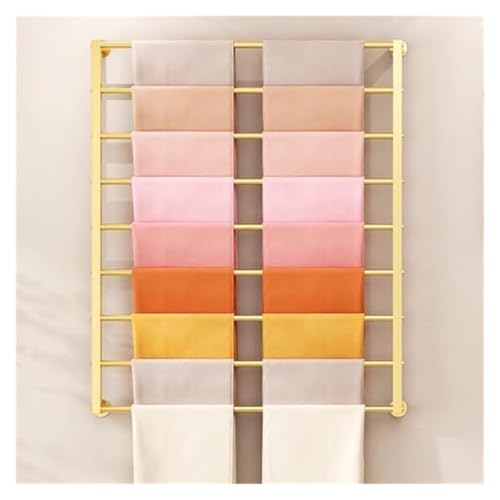 Bandrollen-Präsentationsständer, Bandständer, Wandmontierter Schalständer Nizer mit Bandhalter, Multifunktionale Metallaufbewahrung for Krawatten, Seidenschals, Handtücher(Gold,100x120cm) von ESESE