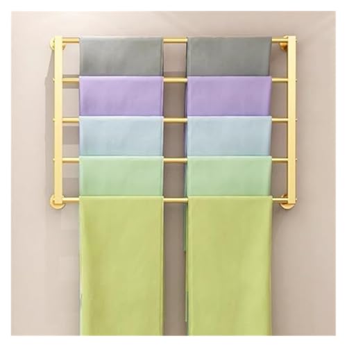 Bandrollen-Präsentationsständer, Bandständer, Wandmontierter Schalständer Nizer mit Bandhalter, Multifunktionale Metallaufbewahrung for Krawatten, Seidenschals, Handtücher(Gold,120x60cm) von ESESE