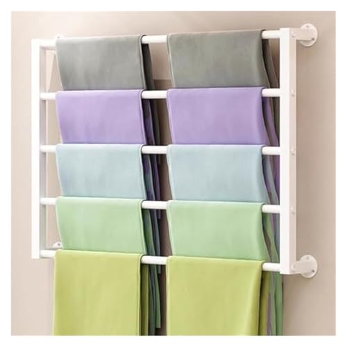 Bandrollen-Präsentationsständer, Bandständer, Wandmontierter Schalständer Nizer mit Bandhalter, Multifunktionale Metallaufbewahrung for Krawatten, Seidenschals, Handtücher(White,80x60cm) von ESESE