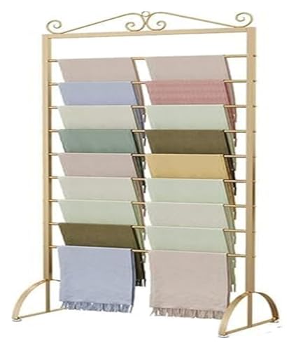 Bandrollen-Präsentationsständer, Boden-Deckenständer, Aufbewahrungsorganisator for Schals/Handtücher/Geschenkpapier/Bänder, Schalhalterständer mit rutschfesten Fußpolstern(Gold,Length45cm) von ESESE