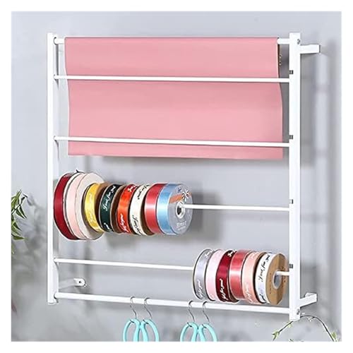 Bandrollen-Präsentationsständer, Metall-Wandhalterung, Bandhalter, 4-lagig, quadratisch, for Geschenkpapier, Seidenschals und mehr, Bastelraum(White,67 * 67cm/26.38inch*26.38inch) von ESESE