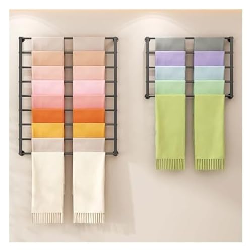 Bandrollen-Präsentationsständer, Präsentationsständer for Seidenschals, Wandmontierter Organizer aus Metall/Bekleidungsgeschäft, for Geschenkpapier/Stoff/Bänder(Black,L 100CM) von ESESE