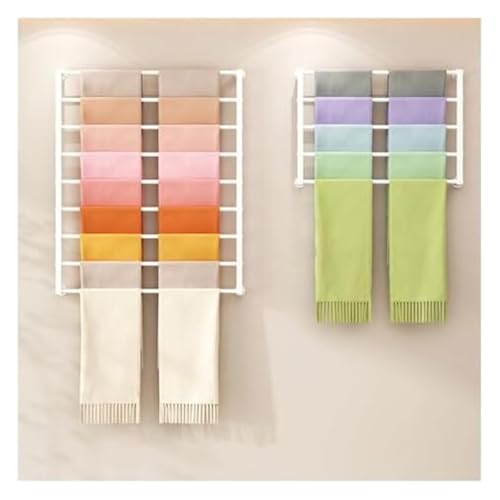 Bandrollen-Präsentationsständer, Präsentationsständer for Seidenschals, Wandmontierter Organizer aus Metall/Bekleidungsgeschäft, for Geschenkpapier/Stoff/Bänder(White,L 80CM) von ESESE