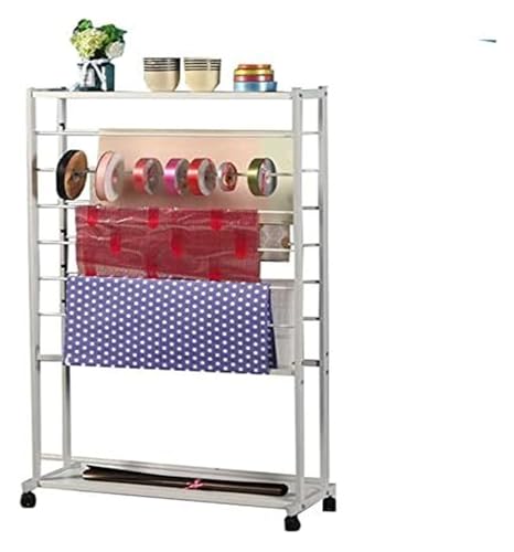 Bandrollen-Präsentationsständer, Schal-Aufbewahrungsregal, 7-stufiger doppelseitiger Präsentationshalter for Blumenläden, Ständer for rollendes Geschenkpapier/Bänder(White) von ESESE