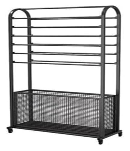 Bandrollenständer, Bandständer, freistehendes Bandstoff-Aufbewahrungsregal, doppelseitiges Bastelband-Aufbewahrungsregal, Schal-Nähstoffständer mit Korb(Black,31.5x11.8x55in) von ESESE