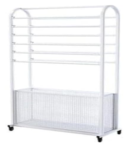Bandrollenständer, Bandständer, freistehendes Bandstoff-Aufbewahrungsregal, doppelseitiges Bastelband-Aufbewahrungsregal, Schal-Nähstoffständer mit Korb(White,31.5x11.8x55in) von ESESE