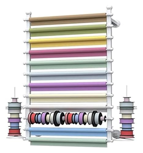 ESESE Bandrollen-Präsentationsständer, Geschenkpapier-Organizer, Wandmontage, 12 Etagen, multifunktional, für Bastelwerkstätten, Blumenladen, Aufbewahrung (weiß, 100 cm breit) von ESESE