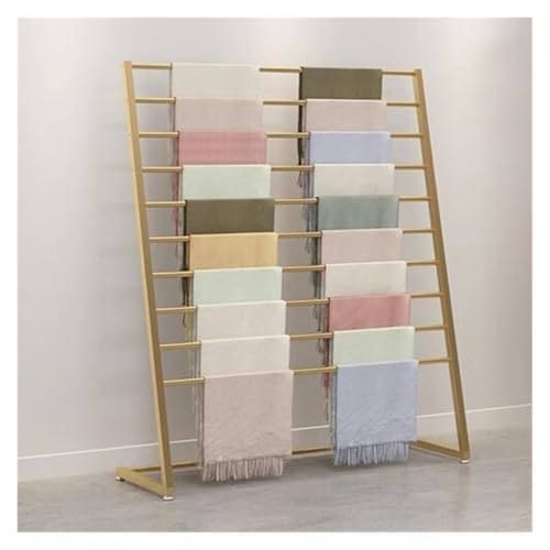 Lintrol Displayständer, Bodenorganizer Leiter Schalhalter, Schwerrolle Geschenkpapier Lagerung Displayhalter, 10 Regale Retail Pantalon(Gold,120x40x150cm) von ESESE