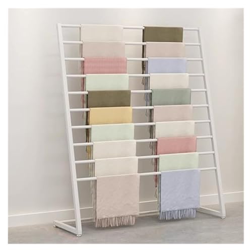 Lintrol Displayständer, Bodenorganizer Leiter Schalhalter, Schwerrolle Geschenkpapier Lagerung Displayhalter, 10-Regale Retail Pantalon(White,120x40x150cm) von ESESE