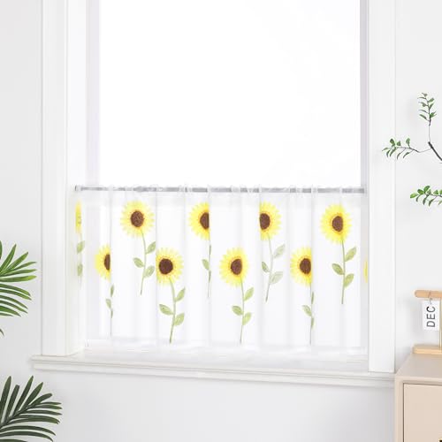 ESLIR Bestickte Küche Gardine Scheibengardine Tunnelzug Bistrogardine Landhaus Kurzgardine Halbtransparent Leinen HxB 30x90cm 1 Stück ESLIR Bestickte Küche Gardine Scheibengardine Tunnelzug Bistrogardine Landhaus Kurzgardine Halbtransparent Leinen HxB 30x90cm 1 Stück von ESLIR