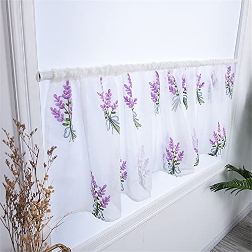ESLIR Bestickte Küche Gardine Scheibengardine Tunnelzug Bistrogardine Landhaus Kurzgardine Halbtransparent Leinen mit Blumensträuße Design Lila HxB 30x90cm 1 Stück ESLIR Bestickte Küche Gardine Scheibengardine Tunnelzug Bistrogardine Landhaus Kurzgardine Halbtransparent Leinen mit Blumensträuße Design Lila HxB 30x90cm 1 Stück von ESLIR