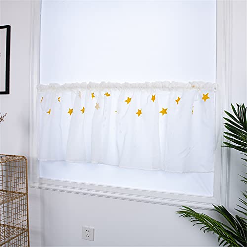 ESLIR Bestickte Küche Gardine Scheibengardine Tunnelzug Bistrogardine Landhaus Kurzgardine Halbtransparent Leinen mit Sterne Design Gelb HxB 30x120cm 1 Stück ESLIR Bestickte Küche Gardine Scheibengardine Tunnelzug Bistrogardine Landhaus Kurzgardine Halbtransparent Leinen mit Sterne Design Gelb HxB 30x120cm 1 Stück von ESLIR