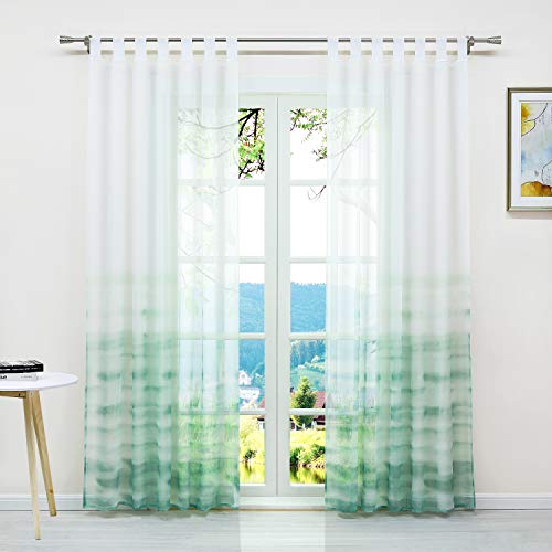 ESLIR Gardinen mit Schlaufen Vorhänge Fensterschal Transparent Schlaufenschal mit Farbverlauf Muster Voile Grün BxH 140x225cm1 Stück ESLIR Gardinen mit Schlaufen Vorhänge Fensterschal Transparent Schlaufenschal mit Farbverlauf Muster Voile Grün BxH 140x225cm1 Stück von ESLIR