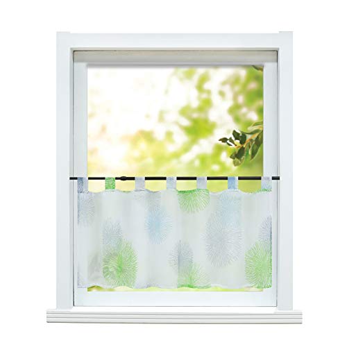 ESLIR Scheibengardine Küche Bistrogardine Modern Gardinen Transparent Kurzgardine mit Schlaufen Vorhänge Voile Grün HxB 45x120cm 1 Stück von ESLIR