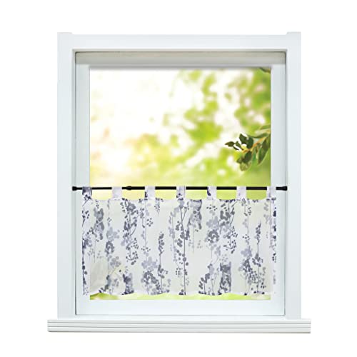 ESLIR Scheibengardine Modern Bistrogardine Küche Gardinen Transparent Vorhänge mit Schlaufen Kurzgardine Voile mit Bäume-Motiven Muster Grau HxB 45x90cm 1 Stück ESLIR Scheibengardine Modern Bistrogardine Küche Gardinen Transparent Vorhänge mit Schlaufen Kurzgardine Voile mit Bäume-Motiven Muster Grau HxB 45x90cm 1 Stück von ESLIR