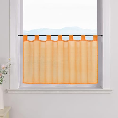 ESLIR Scheibengardine mit Schlaufen Gardinen Küche Bistrogardinen Transparent Stores Vorhänge Kurzgardine Voile Orange BxH 45x90cm 1 Stück von ESLIR