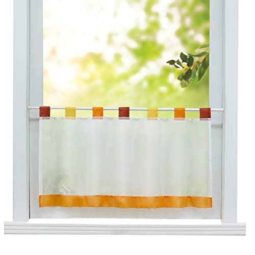 ESLIR Scheibengardine mit Schlaufen Vorhänge Küche Modern Bistrogardinen Transparent Stores Gardinen Kurzgardine Voile Orange BxH 90x45 cm 1 Stück von ESLIR