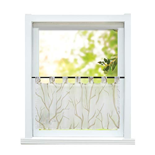 ESLIR Scheibengardine modern Bistrogardine Küche Gardinen Transparent Vorhänge mit Schlaufen Kurzgardine Voile Weiß-Sand HxB 60x90cm 1 Stück ESLIR Scheibengardine modern Bistrogardine Küche Gardinen Transparent Vorhänge mit Schlaufen Kurzgardine Voile Weiß-Sand HxB 60x90cm 1 Stück von ESLIR