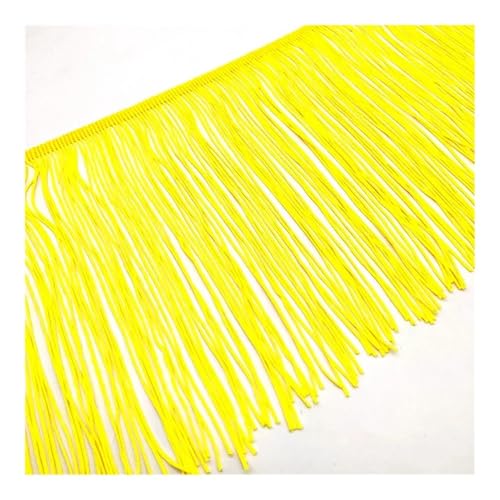 1 m lange weiße Spitzenfransenborte mit Quaste, Fransenborte für DIY, lateinamerikanische Kleider, Bühnenkleidung, Zubehör, 15 cm breites Spitzenband (gelb) von ESMENATZLS