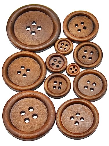 10 Stück 30pcs Natur Holz Rundholz Besatzung Holzknopf 10-30mm Nähzubehör Bekleidung DIY Deko Knöpfe Kaffee 4 Löcher (Knopf MT80, Durchmesser 20mm 30Stk.) von ESMENATZLS